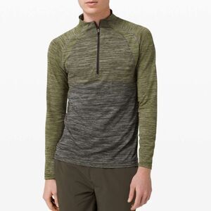 Lululemon Men’s XL Metal Vent Tech 1/2 Zip Performance Pullover Green‎ Gray Marl